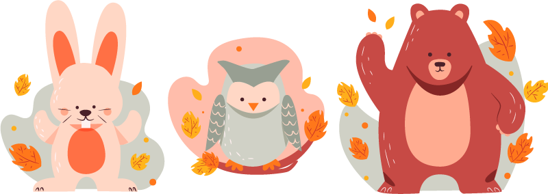 Χαλί με εκτύπωση ζώου Αρκούδα και δασικά κουνέλια - TenStickers