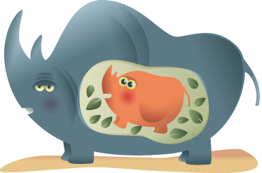 Χαλί με εκτύπωση ζώου έγκυος μητέρα ρινόκερος - TenStickers