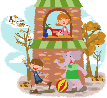 Χαλί με εκτύπωση ζώου Ελέφαντας και παιδιά παίζουν - TenStickers