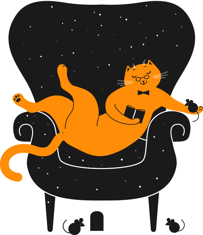 Χαλί με εκτύπωση ζώου Γάτα και ποντίκι - TenStickers