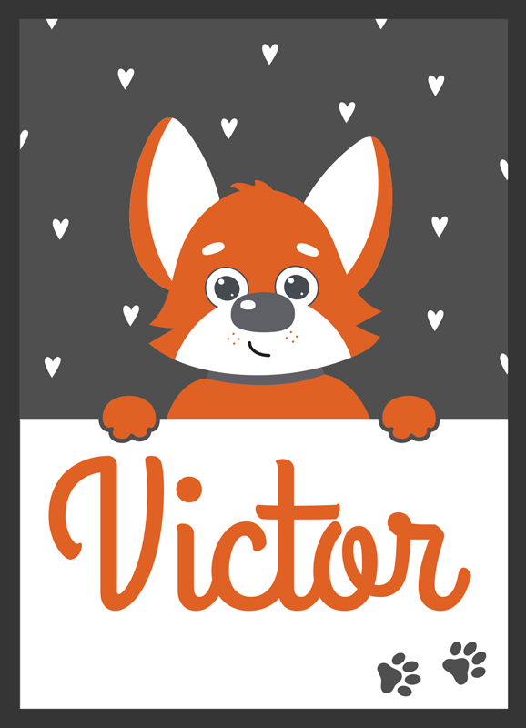 Χαλί με εκτύπωση ζώου αφίσα παιδιών με όνομα - TenStickers