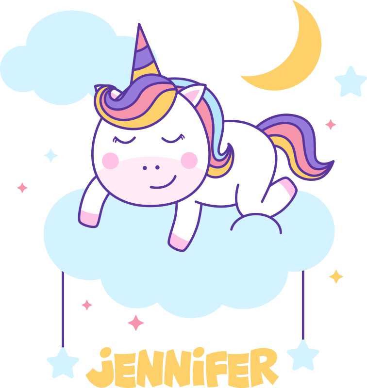 Χαλί με εκτύπωση ζώου μονόκερος προσωπική ουράνια τόξο - TenStickers