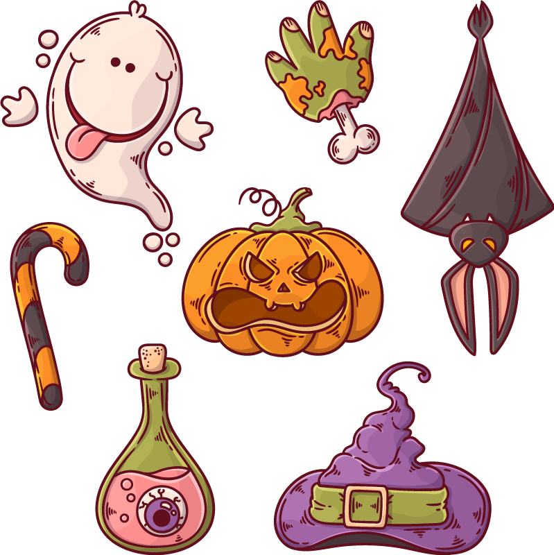 Χαλί βινυλίου Απόκριες με φιγούρες halloween - TenStickers