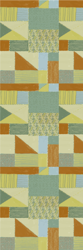 Χαλί γεωμετρικού σχεδιασμού πολύχρωμα τρίγωνα patchwork - TenStickers