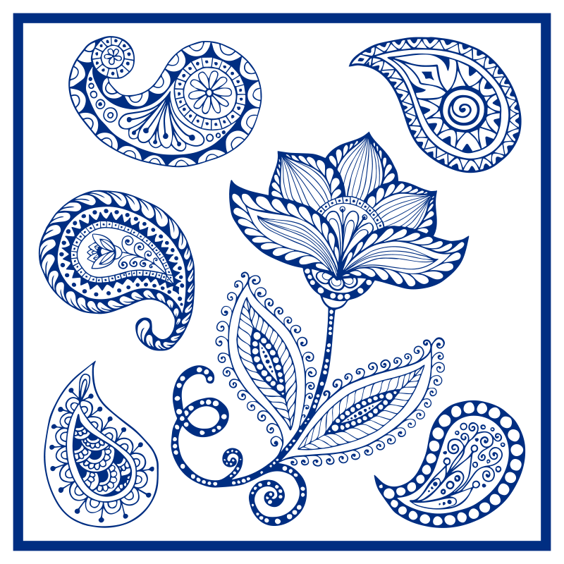 Χαλί φύσης με βοτανικό σχέδιο paisley - TenStickers