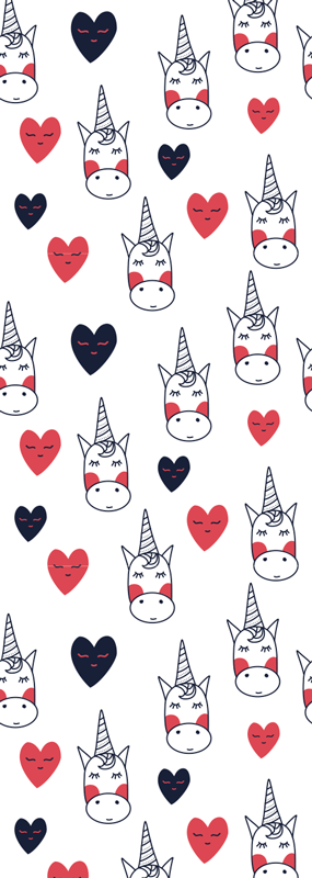 Χαλί κρεβατοκάμαρας με σχέδιο μονόκερου και καρδιές - TenStickers