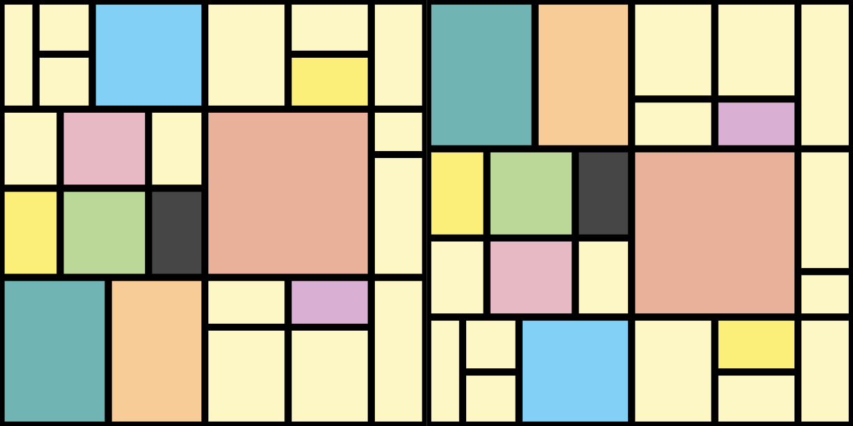 Χαλί γεωμετρικού σχεδιασμού σε χρωματικά μπλοκς πάτσγουορκ - TenStickers