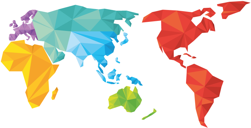 Χαλί γεωμετρικού σχεδιασμού χάρτης κόσμου σε χρώματα - TenStickers