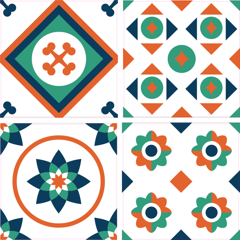 Χαλί γεωμετρικού σχεδιασμού με γεωμετρικά πλακάκια - TenStickers