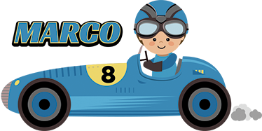 Παιδικό χαλί δαπέδου αυτοκίνητο formula 1 με όνομα - TenStickers