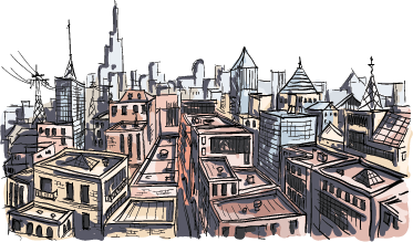 Χαλί κρεβατοκάμαρας aquarella πόλη - TenStickers