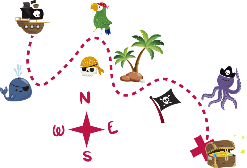 Παιχνίδι βινυλίου χαλί χάρτης θησαυρού - TenStickers