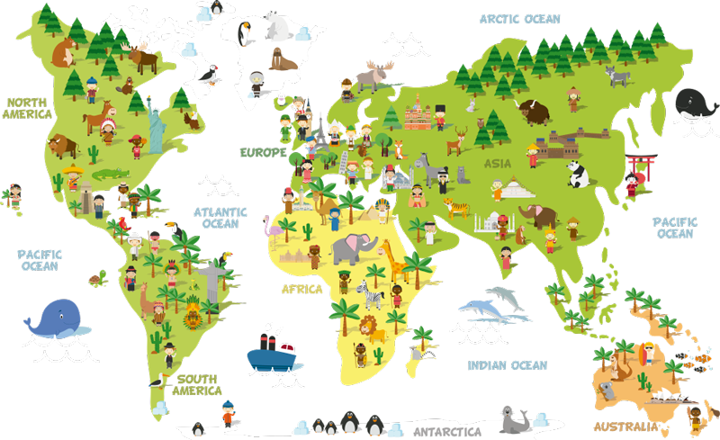 Χαλί παγκόσμιου χάρτη mapa personas στα αγγλικά - TenStickers