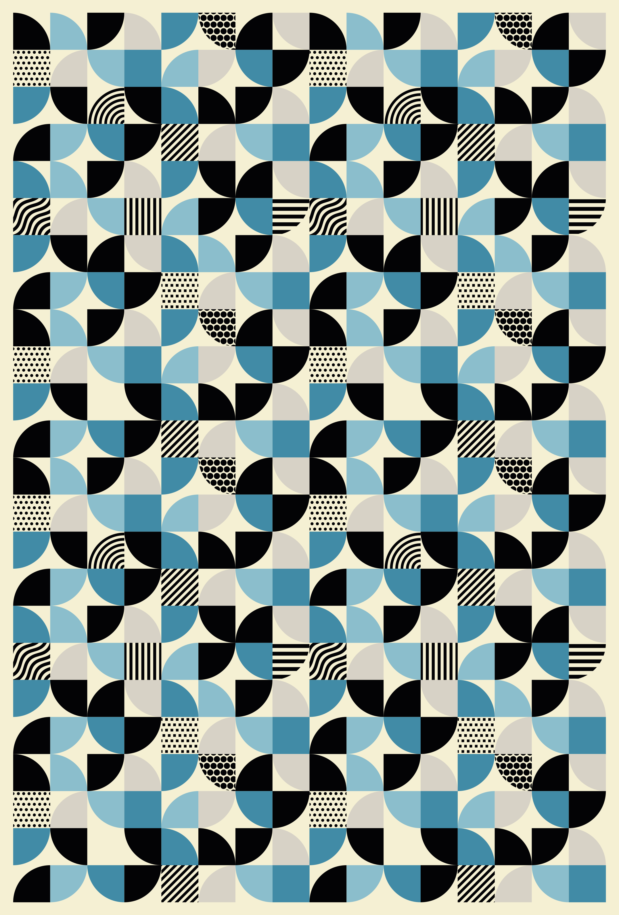 Χαλιά κουζίνας με ρετρό μπλε bauhaus σχέδιο - TenStickers