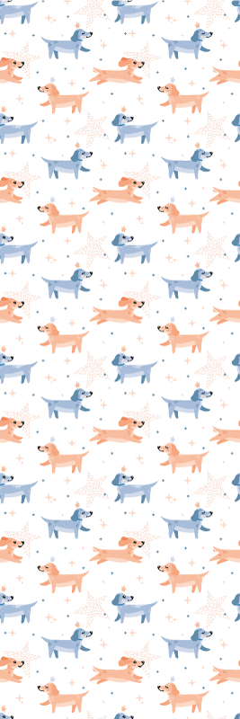 Χαλί κρεβατοκάμαρας με χαριτωμένα σκυλάκια με στέμμα - TenStickers