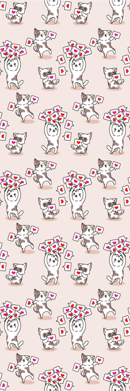 Χαλί κρεβατοκάμαρας με σχέδιο γατών και καρδιών - TenStickers