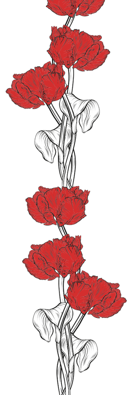 Χαλί κρεβατοκάμαρας με σχέδιο κόκκινες κάθετες τουλίπες - TenStickers