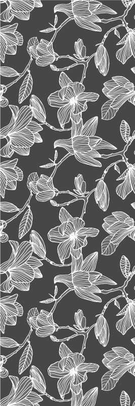 Χαλί κρεβατοκάμαρας σχέδιο λευκής και γκρίζας μαγνολίας - TenStickers