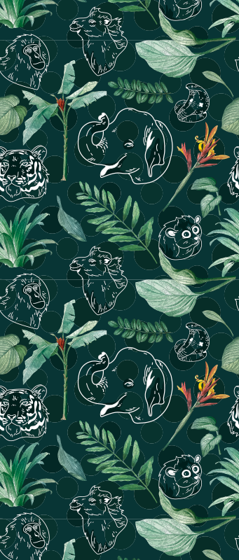 Χαλί κρεβατοκάμαρας με πολύχρωμα ζώα και δέντρα - TenStickers