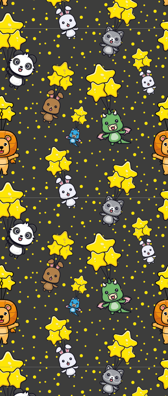 Χαλί κρεβατοκάμαρας με χαριτωμένα ζώα σε μπαλόνια - TenStickers