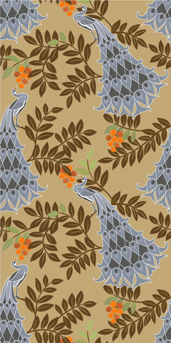 Χαλί κρεβατοκάμαρας σχέδιο γκρι παγωνιού αφρικανικού στυλ - TenStickers