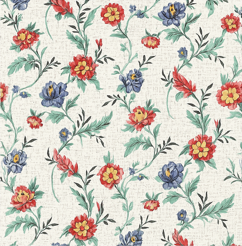 Χαλί κρεβατοκάμαρας Σχέδιο Ρετρό Λουλουδιών - TenStickers