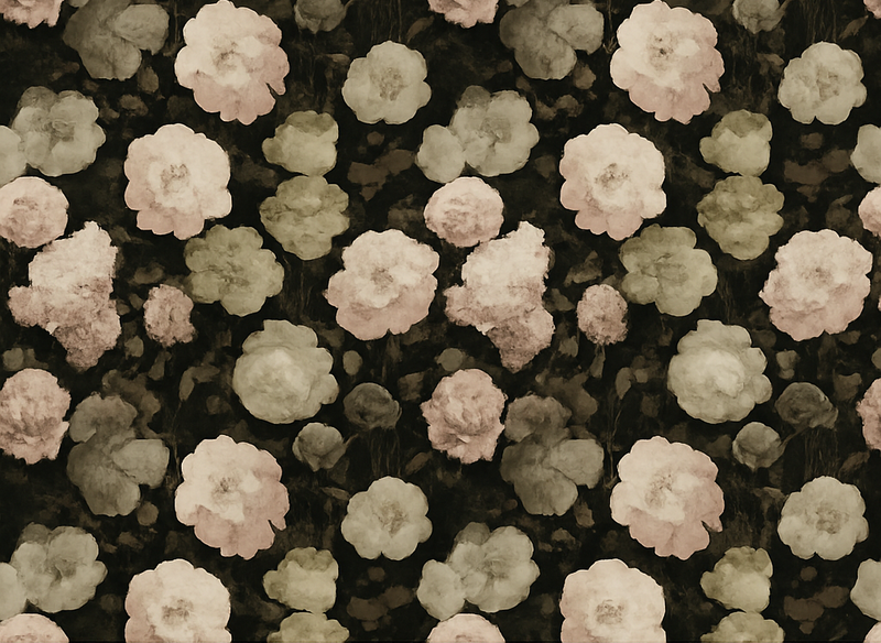 Χαλί κρεβατοκάμαρας Σκοτεινό Ρετρό Λουλουδάτο Σχέδιο - TenStickers