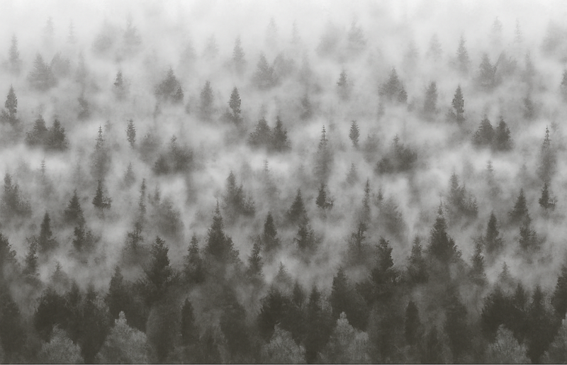 Χαλί κρεβατοκάμαρας 3d Ομιχλώδης Μυστηριώδης Βουνό - TenStickers