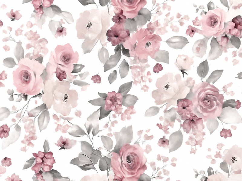 Χαλί κρεβατοκάμαρας με σχέδιο γκρι λουλουδιών - TenStickers