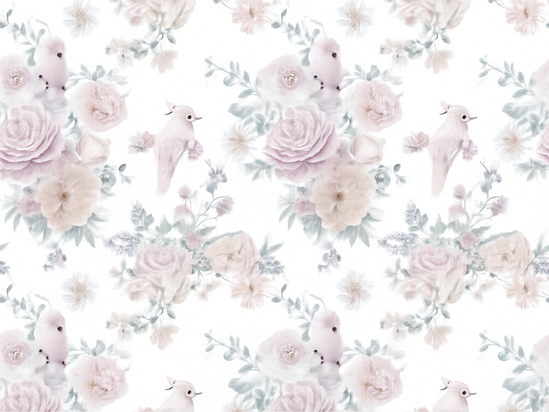 Χαλί κρεβατοκάμαρας με γκρι κομψό σχέδιο λουλουδιών - TenStickers