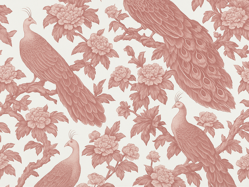 Χαλί κρεβατοκάμαρας με σχέδιο ροζ παγώνια - TenStickers