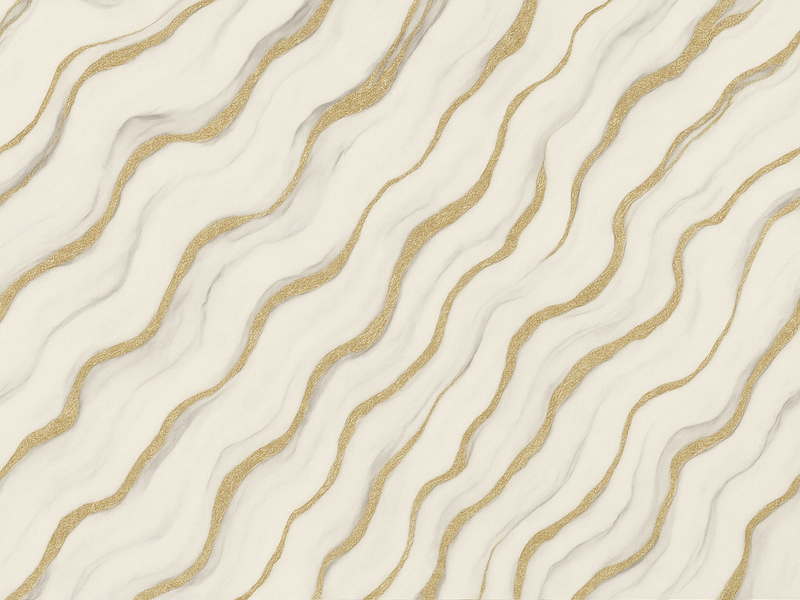 Χαλί κρεβατοκάμαρας Λευκό Γκρι Μάρμαρο με Χρυσές Γραμμές - TenStickers