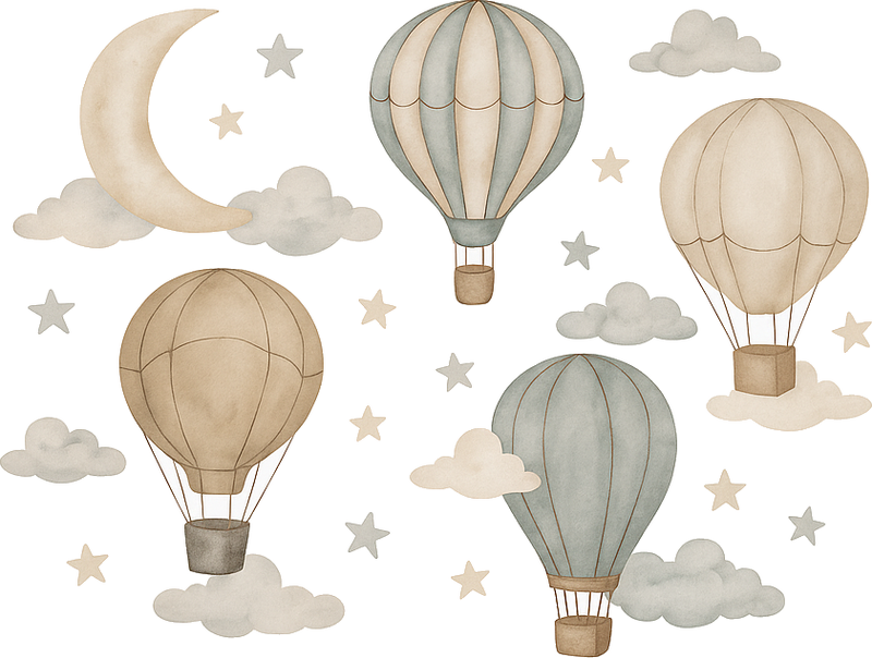 Χαλί κρεβατοκάμαρας με αστερίες μπαλόνια - TenStickers