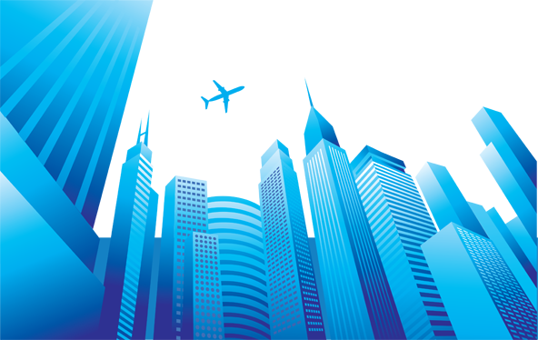 Χαλί κρεβατοκάμαρας με διακόσμηση πόλης και αεροπλάνο - TenStickers