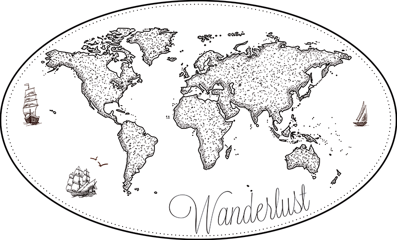 Χαλί παγκόσμιου χάρτη από βινύλιο wanderlust - TenStickers