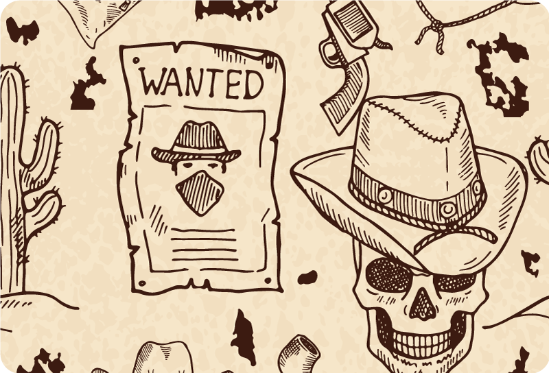 Καφέ χαλί western icons ΛΑΠΤΟΠ - TenStickers