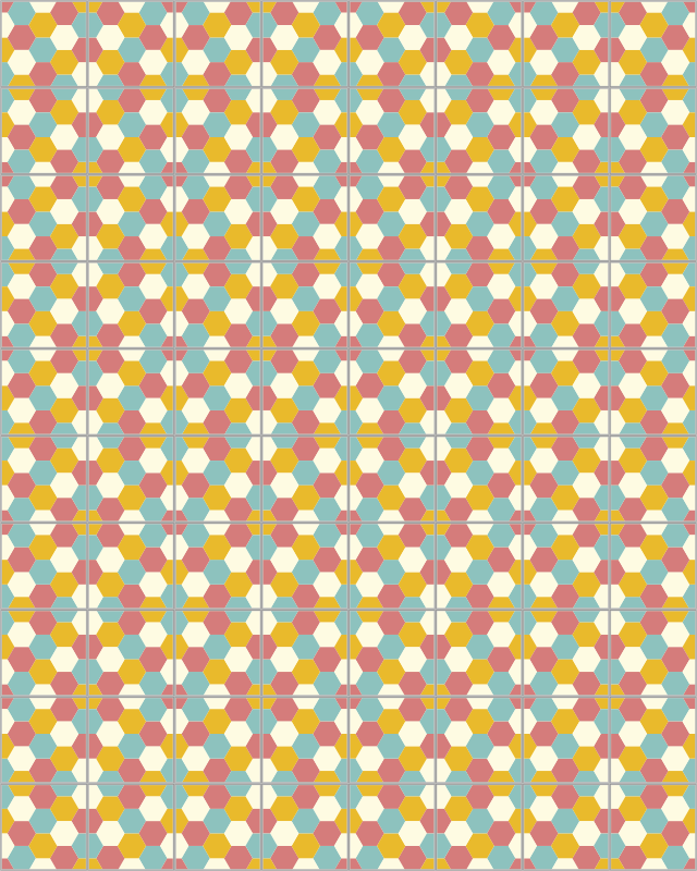 πολύχρωμο εξάγωνο γεωμετρικό χαλί βινυλίου - TenStickers