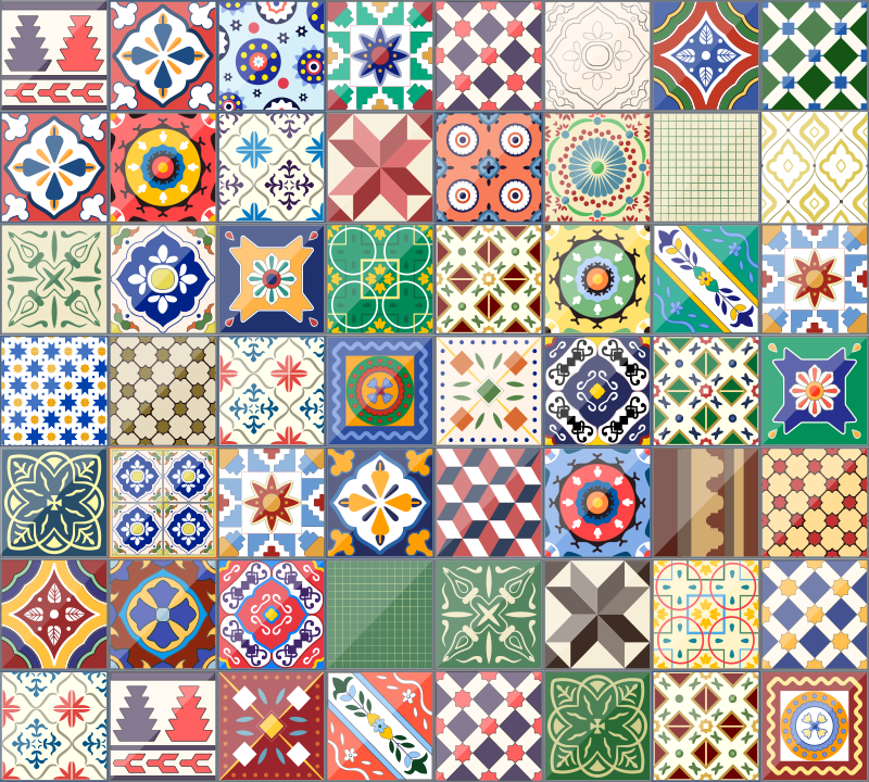 αυθεντικό τετράγωνο πολύχρωμο χαλί βινυλίου - TenStickers