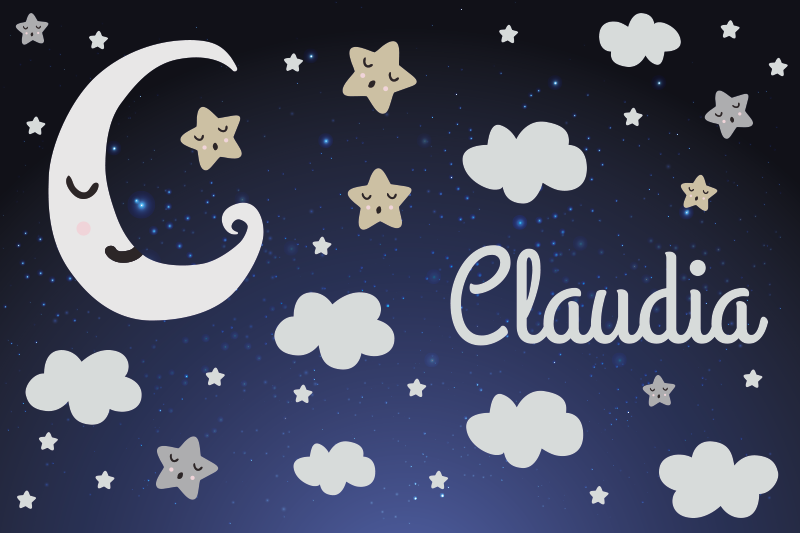 υπέροχο φεγγάρι και αστέρια μωρά χαλί βινυλίου - TenStickers