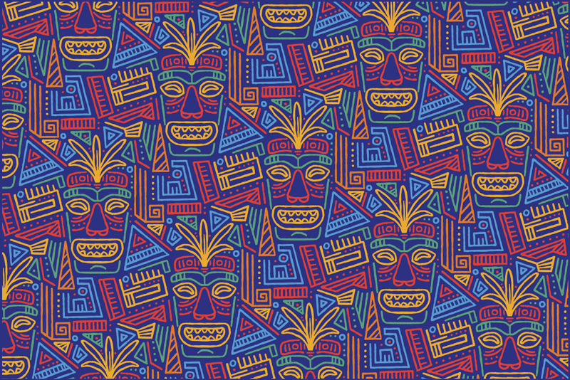 πολύχρωμες φυλές μάσκες από βινύλιο χαλί - TenStickers