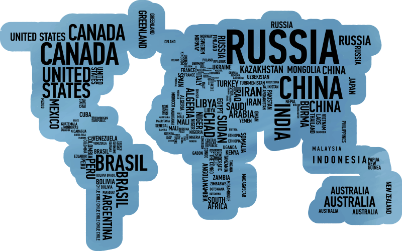 εκπληκτικό χαλί βινυλίου παγκόσμιου χάρτη με ονόματα χωρών - TenStickers