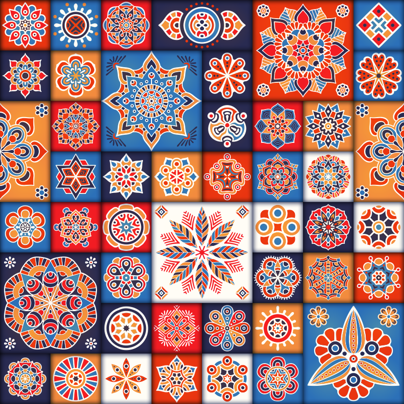 φανταστικό μωσαϊκό χαλί βινυλίου με διαφορετικά πλακάκια - TenStickers