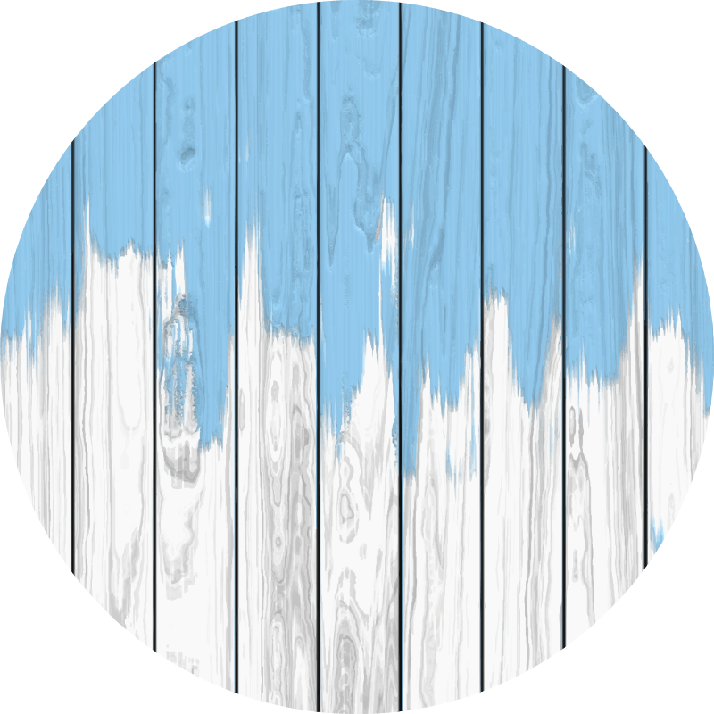στρογγυλό λευκό και μπλε ξύλινο χαλί από βινύλιο - TenStickers