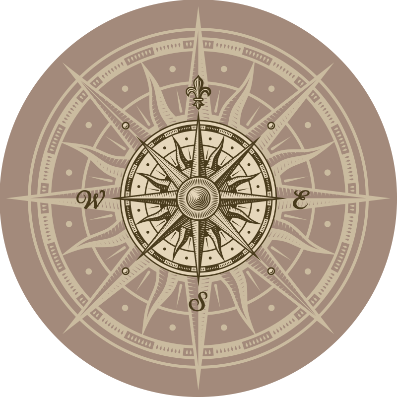 υπέροχο στρογγυλό vintage χαλί πυξίδας βινυλίου - TenStickers