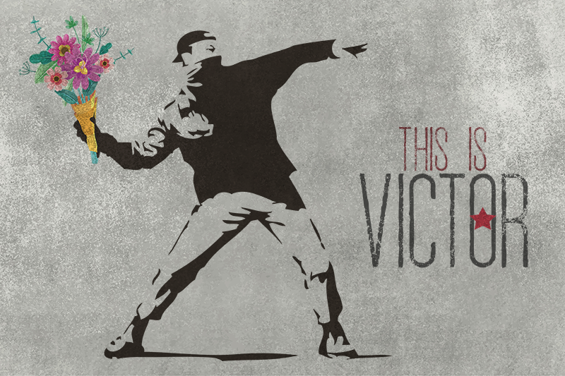 Bansky ανθοδέσμη βινυλίου χαλί με όνομα - TenStickers