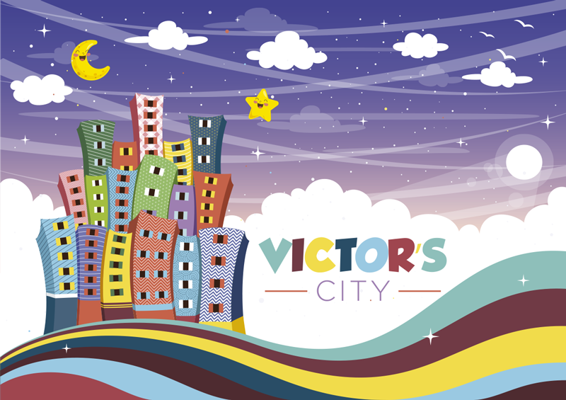 υπέροχο γλυκό χαλί βινυλίου πόλης με όνομα - TenStickers