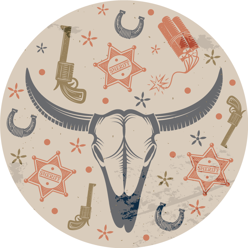 καουμπόη στοιχεία μοτίβο παιδικό χαλί βινυλίου - TenStickers