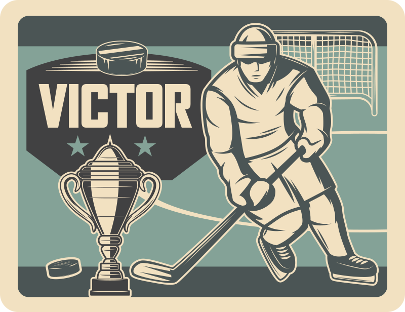 παίκτης χόκεϋ με όνομα παιδικό χαλί βινυλίου - TenStickers