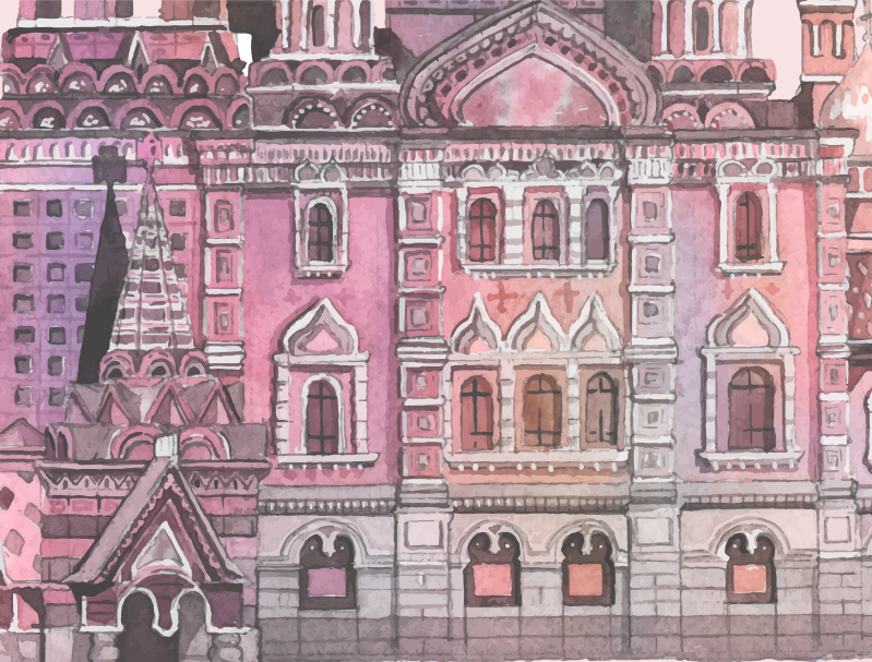 ακουαρέλα μνημείο Μόσχα μοντέρνο χαλί - TenStickers