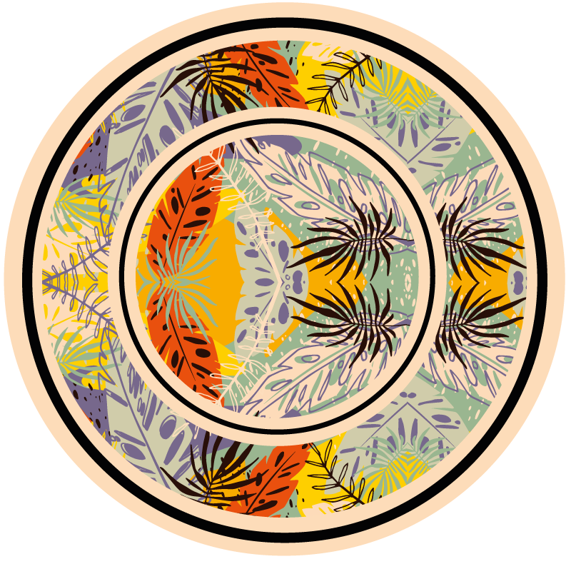 xαλί βινυλίου με λουλούδια βοτανικό κυκλικό μοτίβο - TenStickers